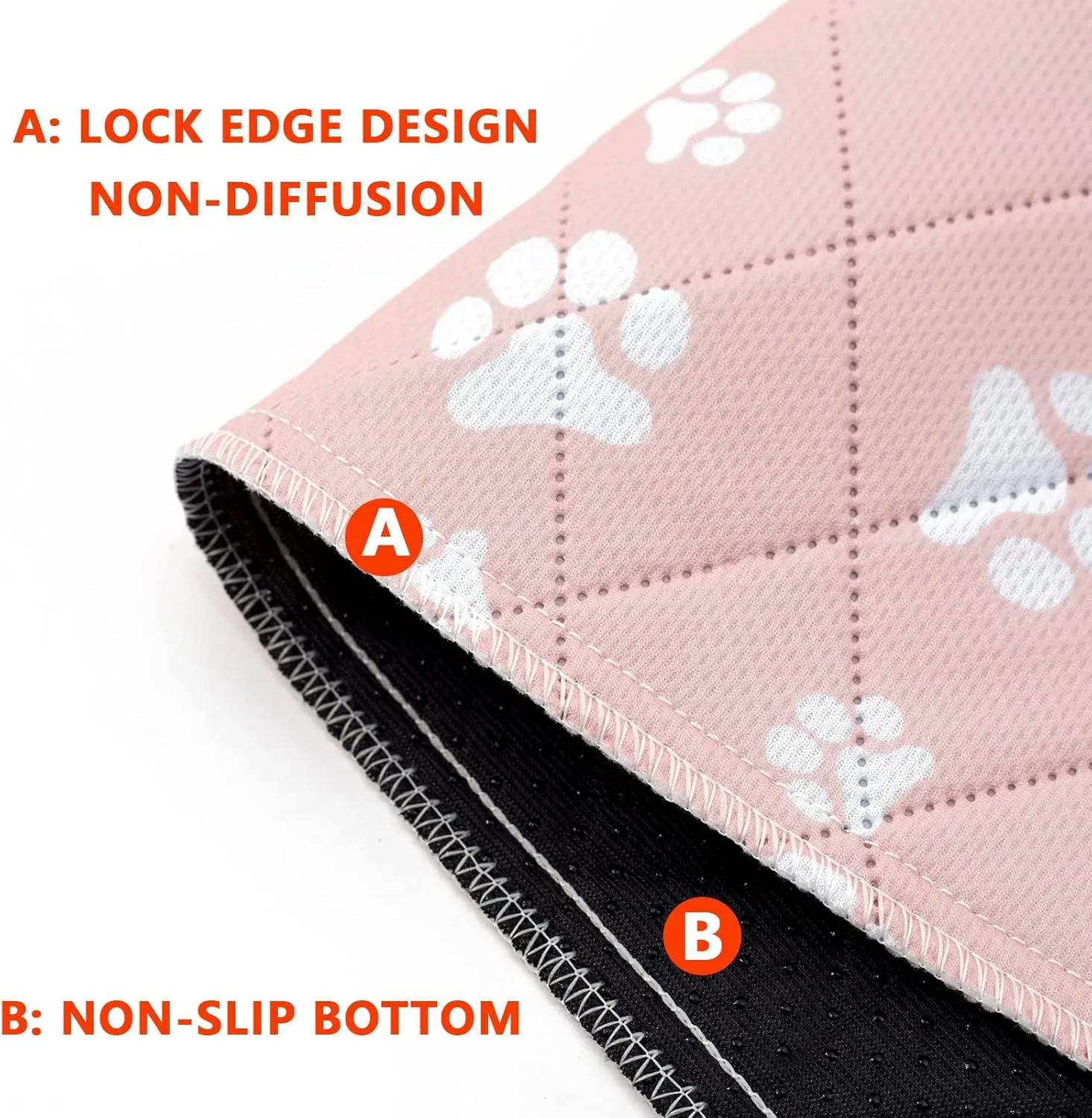 Washable Pee Pad for Dogs of 2Pack Reusable Puppy Non-Slip Pet Training PadsPink,36*48"