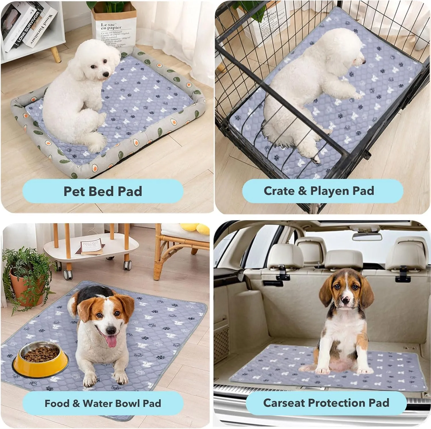 Washable Pee Pads for Dogs, 2 Pack 30"x34" Reusable Puppy Pads Super Absorbent Non-Slip Leakproof Training Mats Waterproof Pet Training Pads for Puppy Playpen, Crate, Whelping