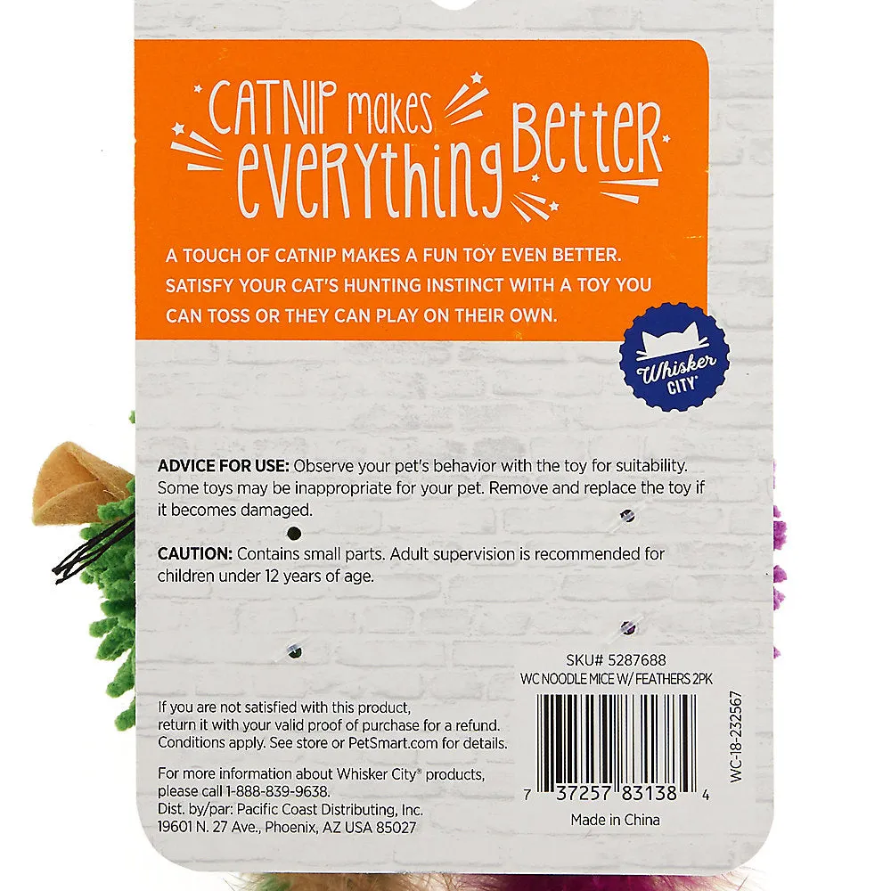 Whisker City® Noodle Mice Cat Toys - 2 Pack