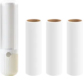 White Lint Roller with 120 Sticky Sheet, Mini Lint Rollers for Pet Hair Extra Sticky, Portable Lint Roller for Pet Hair, Clothing, Furniture, Travelling Use, 1 Handle 3 Roller Refills