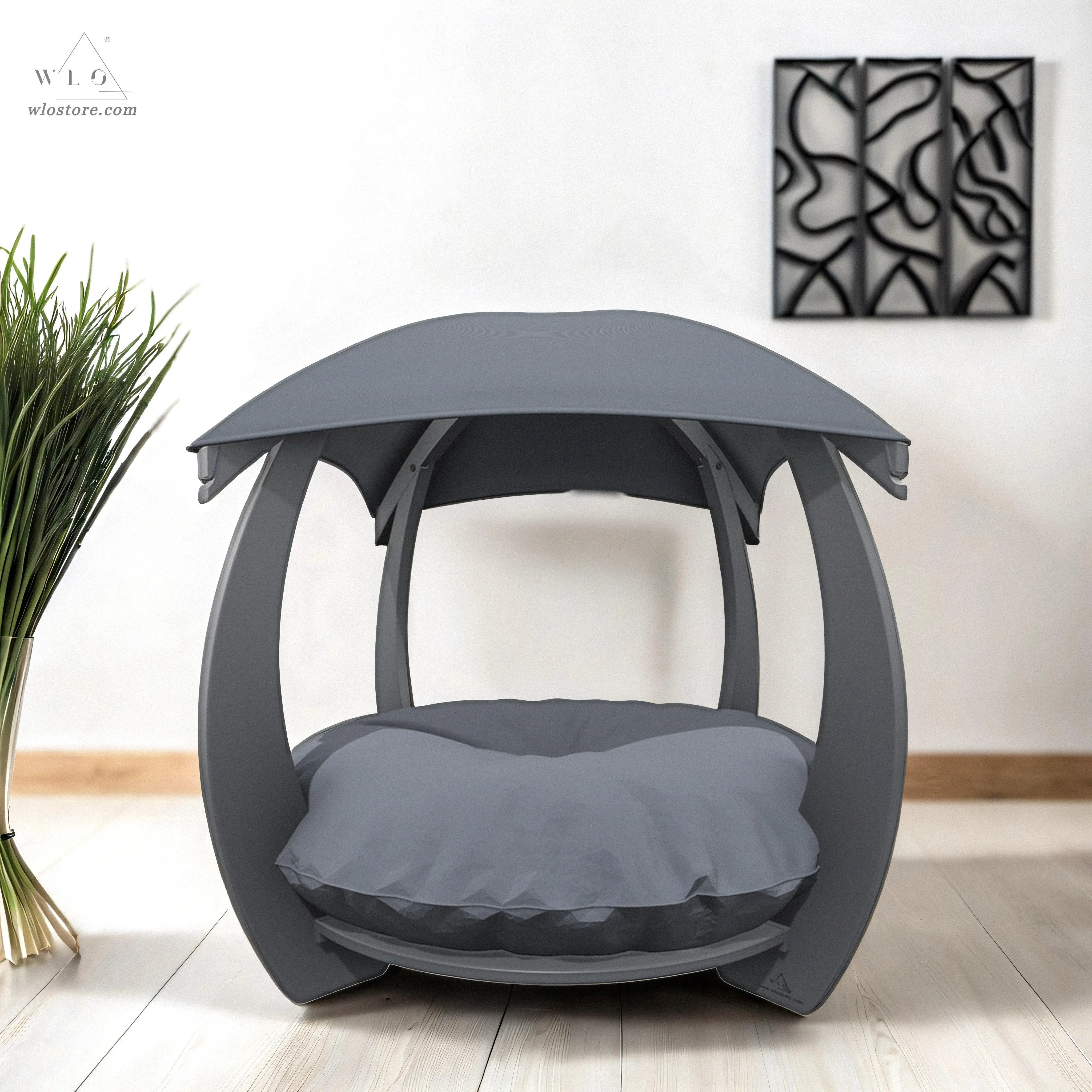 WLO® Gray Circular Modern Dog House