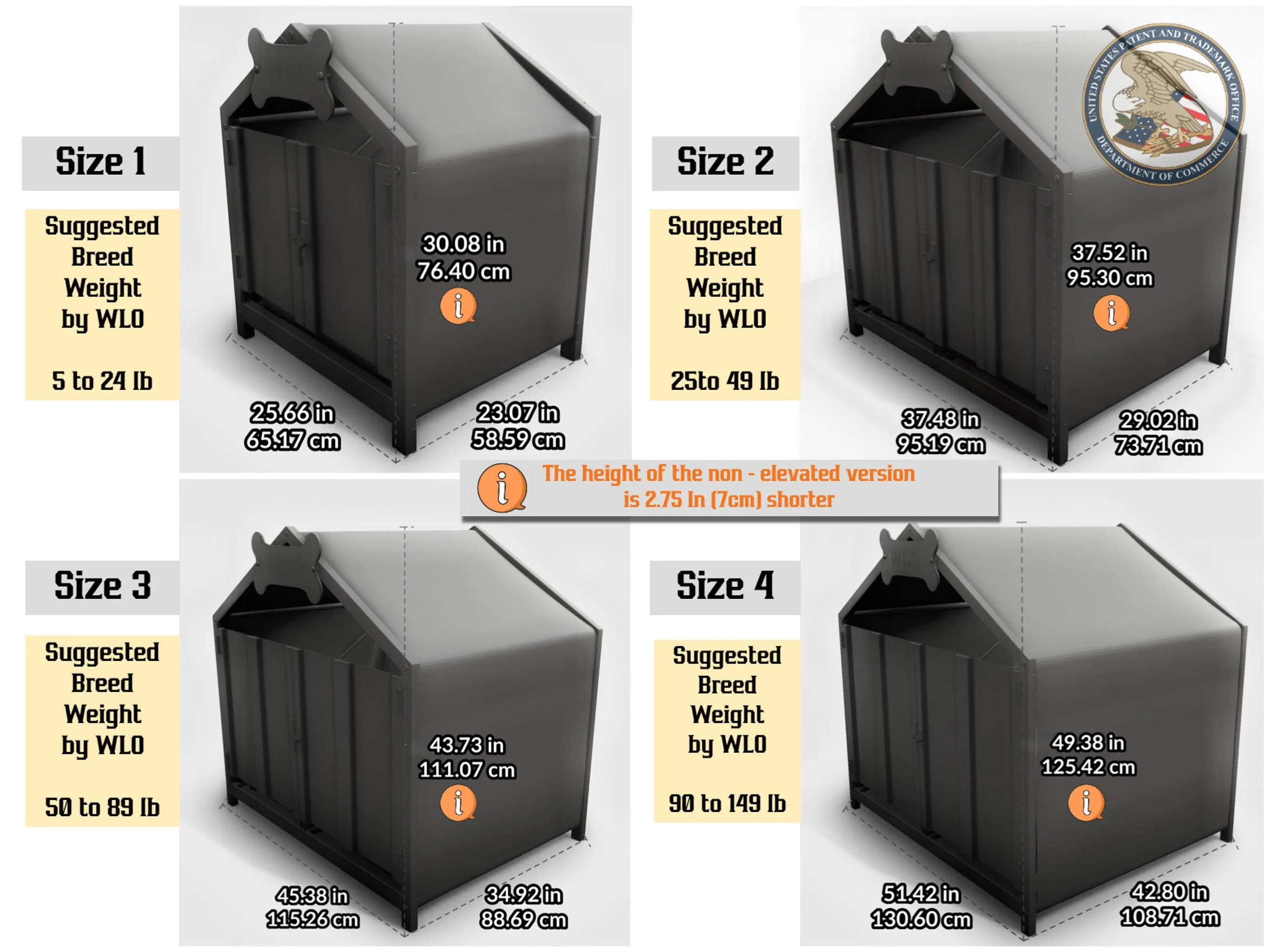 WLO® Gray Gabled Elevated Modern Dog House