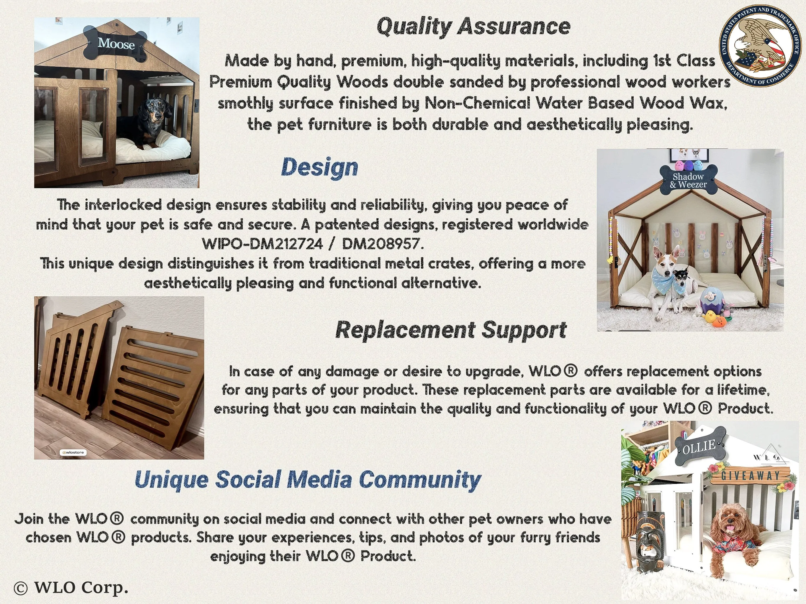 WLO® Natural Gabled Modern Dog House