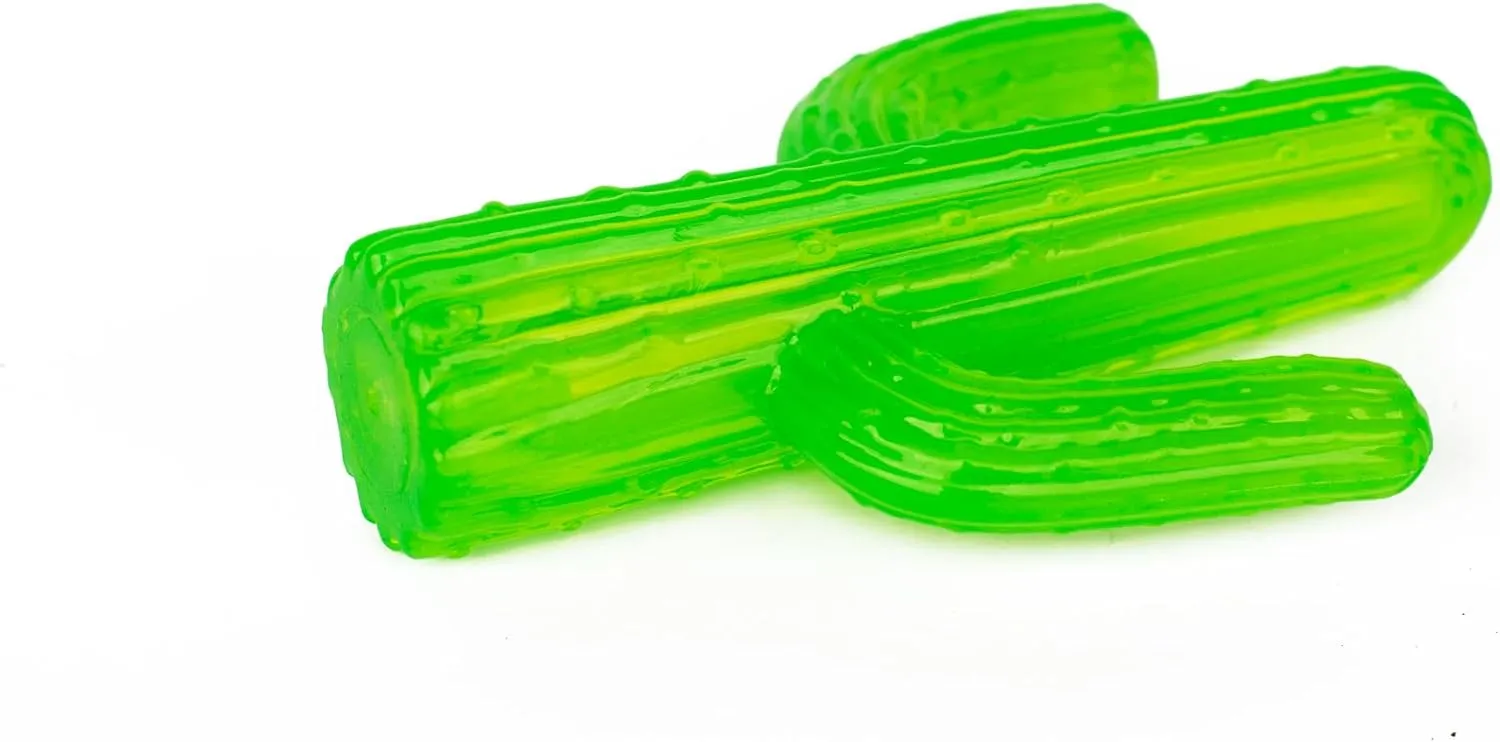 ZippyPaws ZippyTuff Dog Chew Toy - Durable Rubber Chew Toy, Puppy Teething Toys, Tough & Squeaky Toys for Small, Medium, & Large Dogs, Flexible TPR Material - Cactus