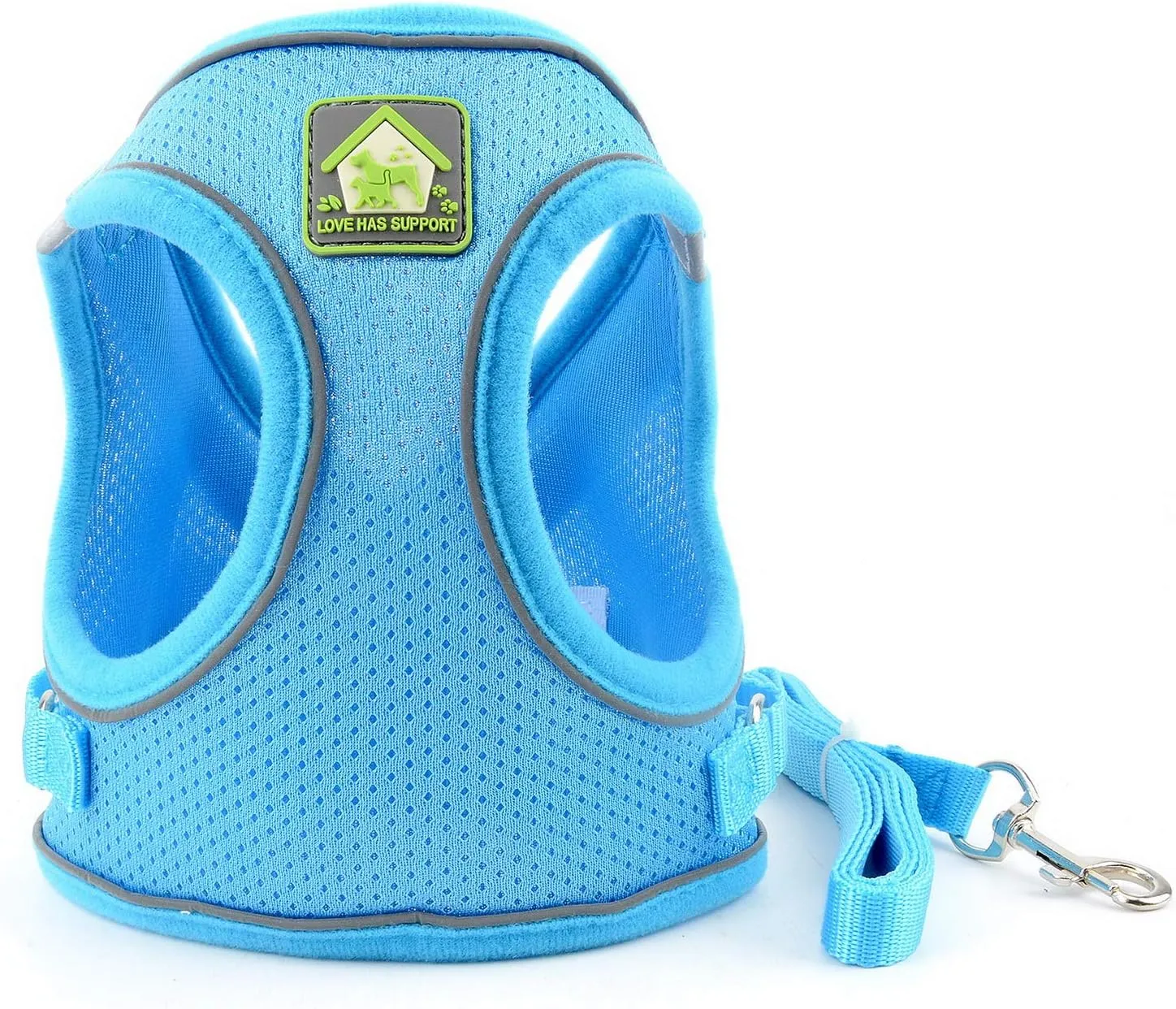 Zunea No Pull Dog Harness and Leash Set for Small Dogs Adjustable Reflective Puppy Vest Harnesses Soft Mesh Step-in Pet Cat Harness Escape Proof for Walking, Bright Colors for Dogs Girl Boy Blue S